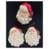 Vintage Santa Claus Head Ornament Set of 3
