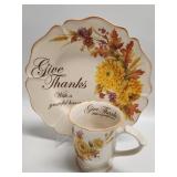 Cracker Barrel Give Thanks Plate and Mug Set