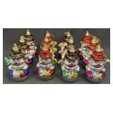 Vintage Shiny Colorful Christmas Snowman Figurine