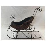 Vintage Large Sleigh, Iron & Wicker, Holiday