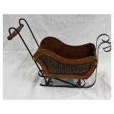 Sleigh Vintage Basket Weave Wood Metal Scroll