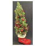 Ceramic Santa Boot Planter With Decorated