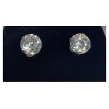 Pierced Earrings in Sterling Silver With CZ