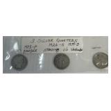 3 Silver Quarters, 1903-P Barber, 1926-S ,