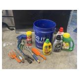 Bucket Lot Of Assorted Gardening Tools & Other