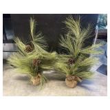 (2) Assorted Decorative Pine Trees 33"