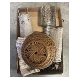 Tray Lot Of Assorted Hanging Decor, Woven Bowls &