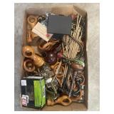 Tray Lot Of Assorted Items Including Curtain Tie