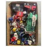 Tray Lot Of Assorted Mini Football Helmets & More