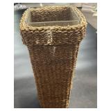 17" Rattan Seagrass? Planter W/ Glass