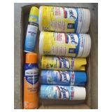 Tray Lot Of Assorted Items Including Lysol Wipes,