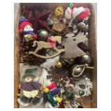 Tray Lot Of Assorted Christmas Ornaments & Other