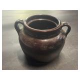 6" Vintage Glazed Stoneware Crock Bean Pot W/