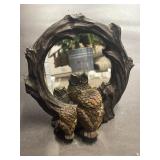9" Vintage Resin 2 Owl Reflection Mirror