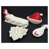 4 Assorted Christmas Serving Dishes As Pictured