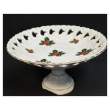 LEFTON Christmas Pedestal Serving Dish China Hand