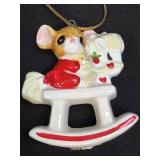 Vintage P.H. 1984 Mouse on Rocking Horse Ceramic
