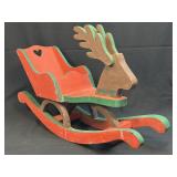 Vintage Christmas Painted Wood Reindeer Rocker