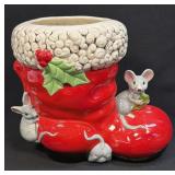 Vintage Ceramic Christmas Mold Santa Claus Boot