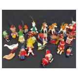 Several Vintage Wooden Christmas Ornaments As