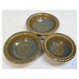 Handmade Pottery Nesting Bowls Set Of 3 Signed