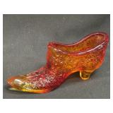 VINTAGE FENTON ART GLASS ~ AMBERINA SLIPPER SHOE