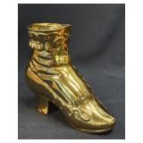 Victorian Shoe Planter Gold Ceramic Mini Bud Vase