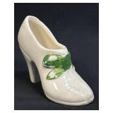 High Heel Porcelain Collectible Shoe Green Bow As
