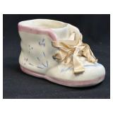 Vintage Ceramic Baby Shoe Bootie Planter Vase Pink
