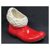 Vintage Ceramic Red Santa Claus Boot Planter