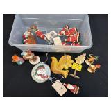 Assorted Christmas Ornaments in Sterilite Plastic