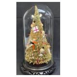 Vintage Miniature Decorated Christmas Tree in a