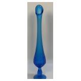 Vintage Fenton Blue Thumbprint Swung Vase