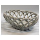Oval Breadbasket Stoneware Latticed Bowl Dish