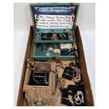 45 Pieces Vintage Jewelry Box, Ornate Wooden Box