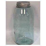 OLD VINTAGE ANTIQUE 1896-1910 BLUE GLASS 3L BALL