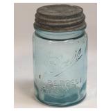 Vintage Ball Perfect Mason Pint Blue Glass Jar #4