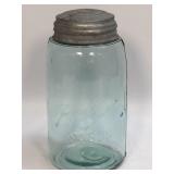 OLD VINTAGE ANTIQUE 1896-1910 BLUE GLASS 3L BALL