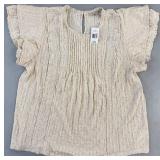 Me Danielle HS Ruffle Pointell Top Ivory Size