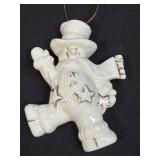 Vintage Christmas House 24K Gold Trim Snowman