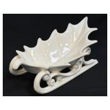 Vintage Lefton Japan Iridescent Holly Leaf Sleigh