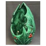 Vintage Ceramic Holly Berry Candlestick Holder