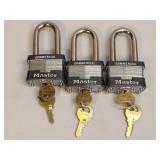 3 pc Commercial Master Locks Each Keyed