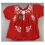 Grand & Green Red Embroidered Womenï¿½s Blouse Size