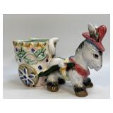 Vintage Lefton Donkey with Cart Hand Painted