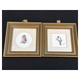 2 Bird Sitting On Branch Art Pieces Signed and