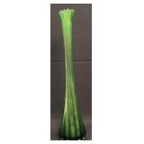 16" Green Swung Art Glass Vase