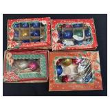 4 Boxes Christmas Ornaments Vintage Glass Small