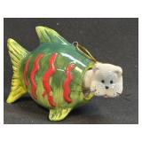Whimsical Catfish Ornament Ceramic with Moving