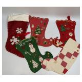 5 Assorted Vintage Christmas Stockings As